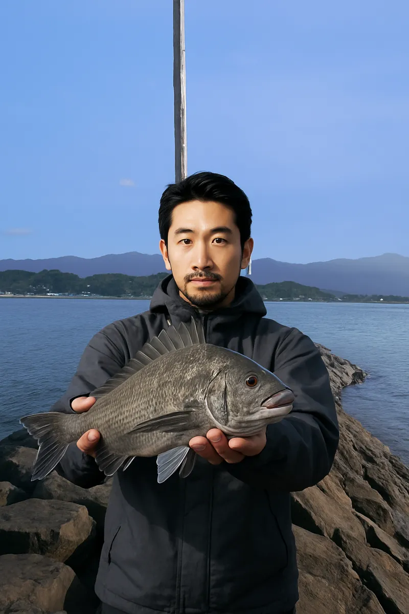新町漁港でチヌの釣果を得た佐々木.webp