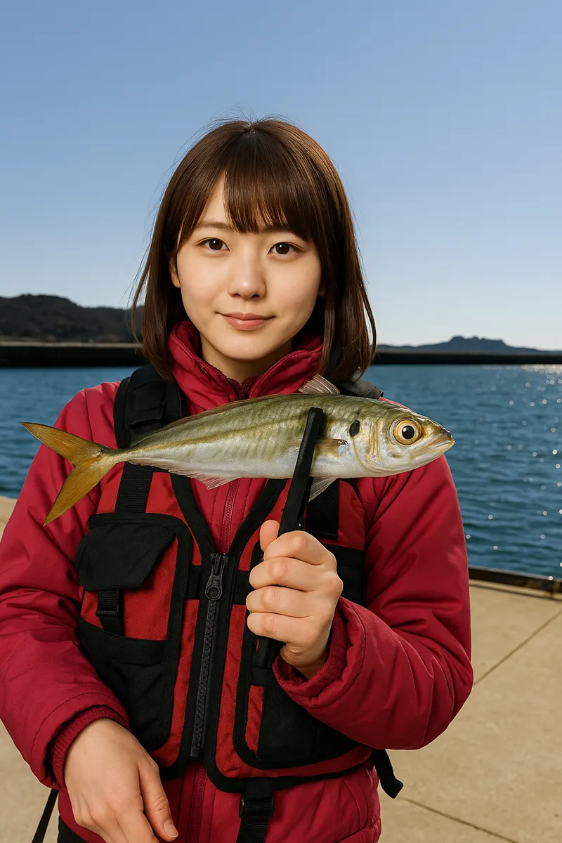 新長崎漁港でアジの釣果を得た山際.webp