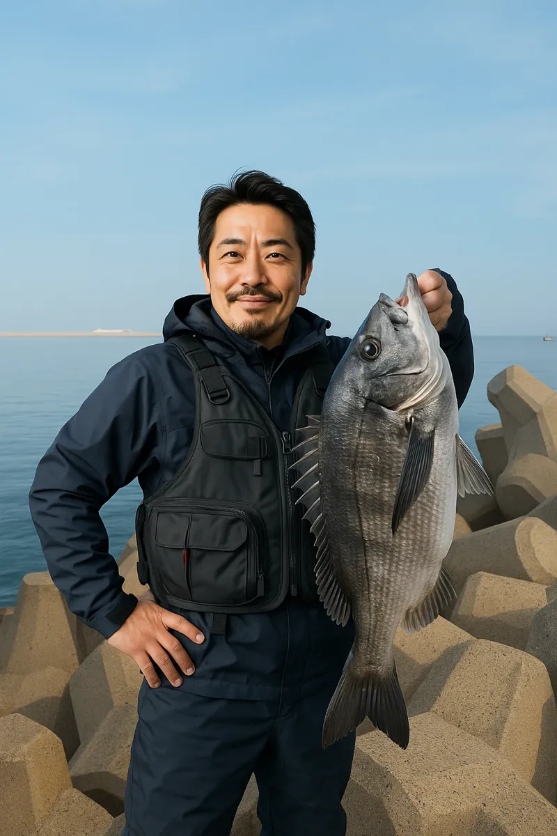 新門司マリーナでチヌの釣果を得た佐々木.webp