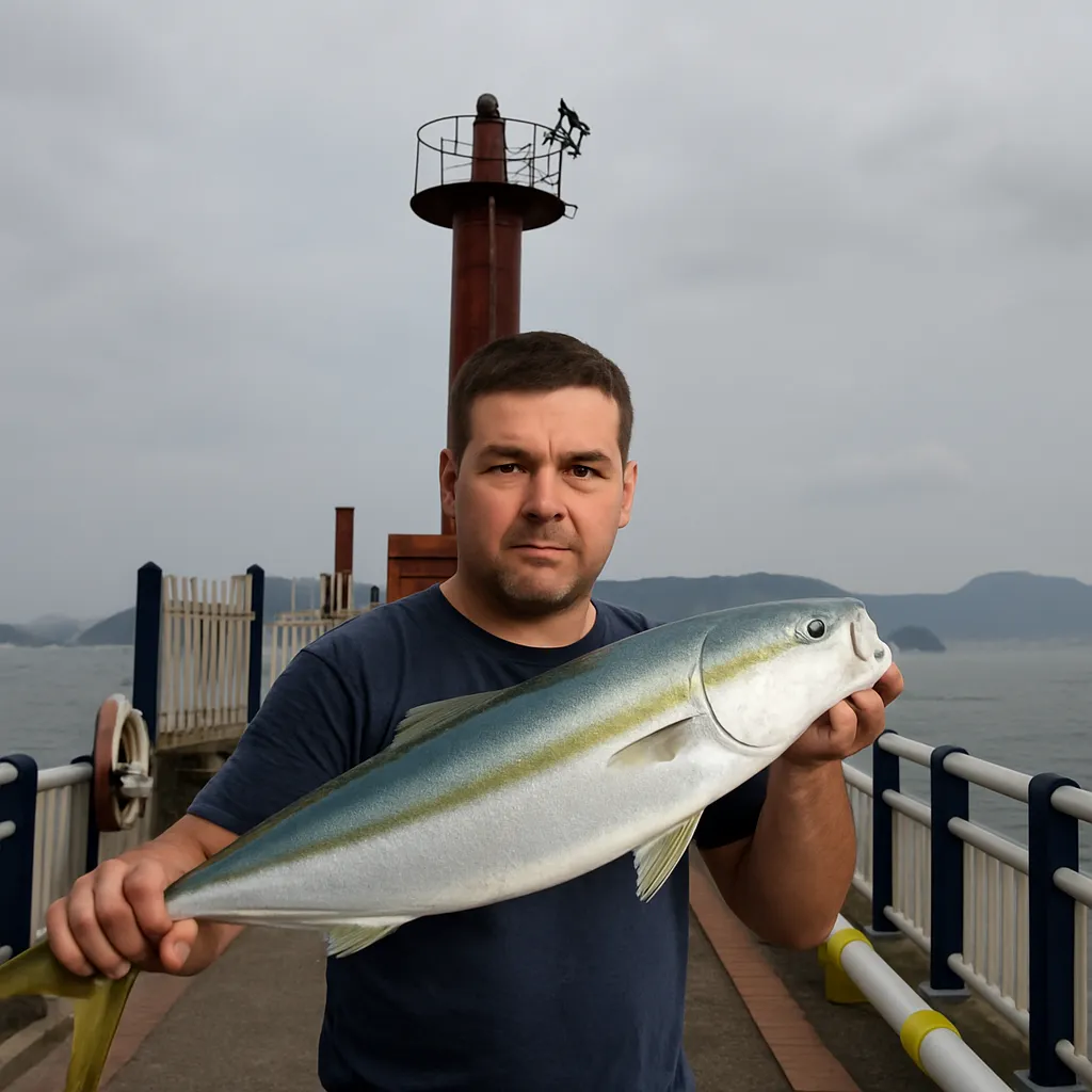日明海峡釣り公園でハマチの釣果を得た久良木.webp