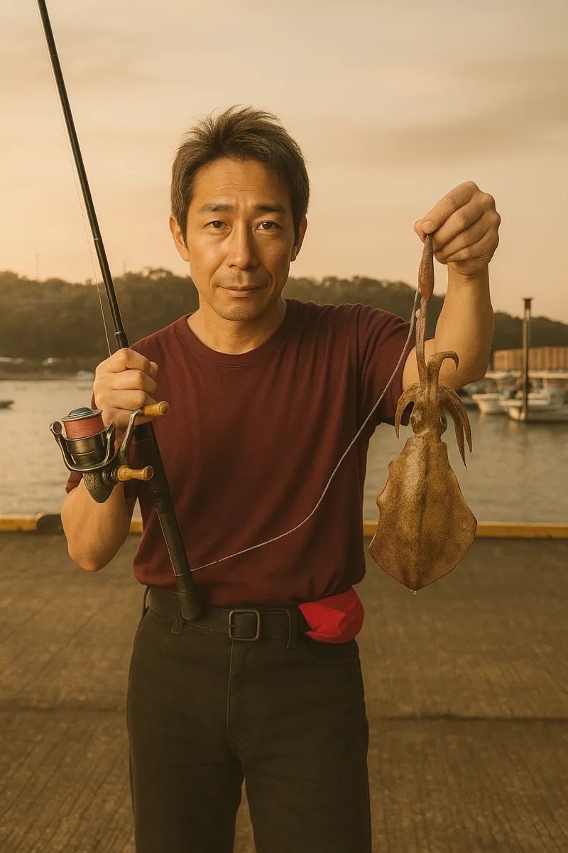 早福港でアオリイカの釣果を得た亀岡.webp