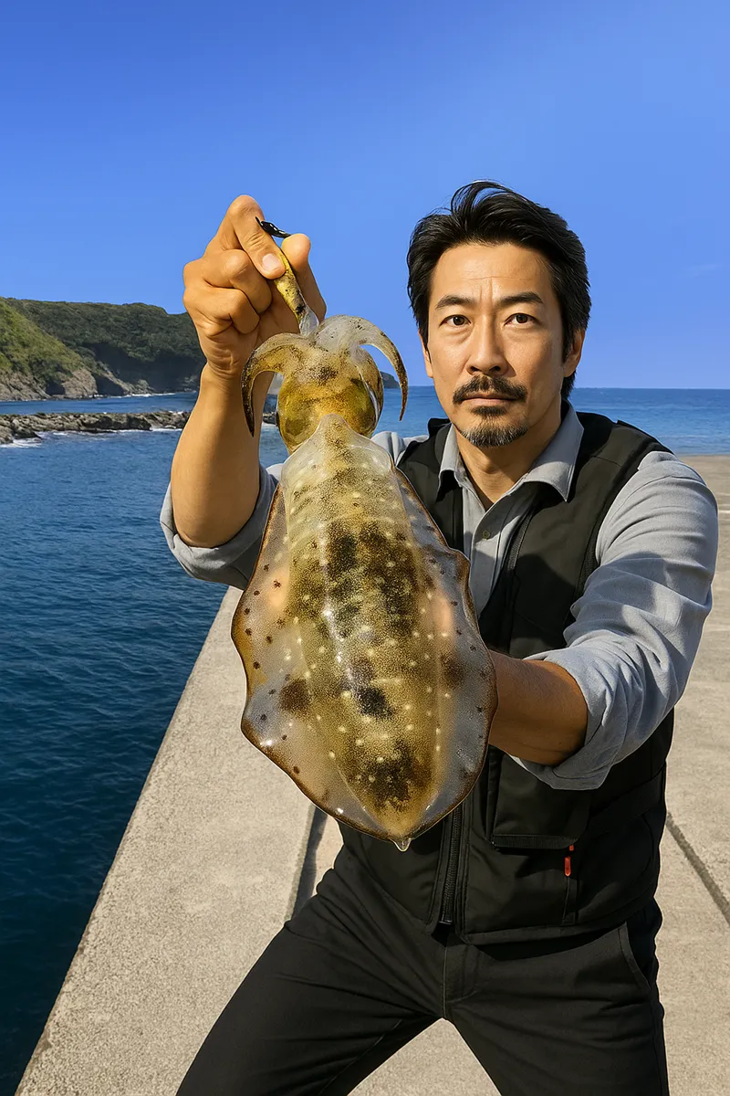 春日漁港でアオリイカの釣果を得た佐々木.webp