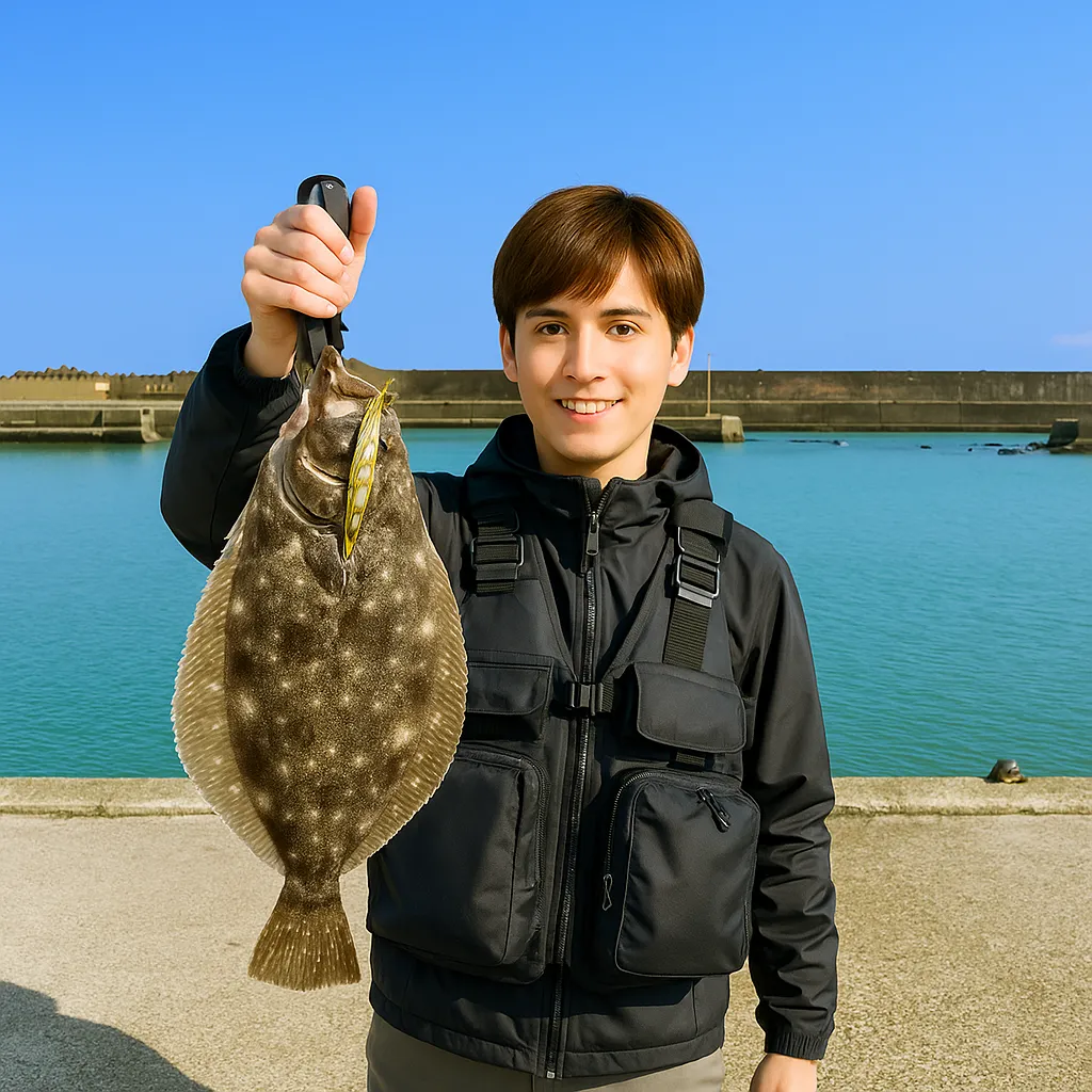 春野漁港でヒラメの釣果を得た久良木.webp