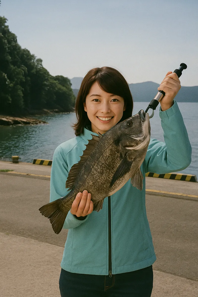 晴気漁港でチヌの釣果を得た西岡.webp
