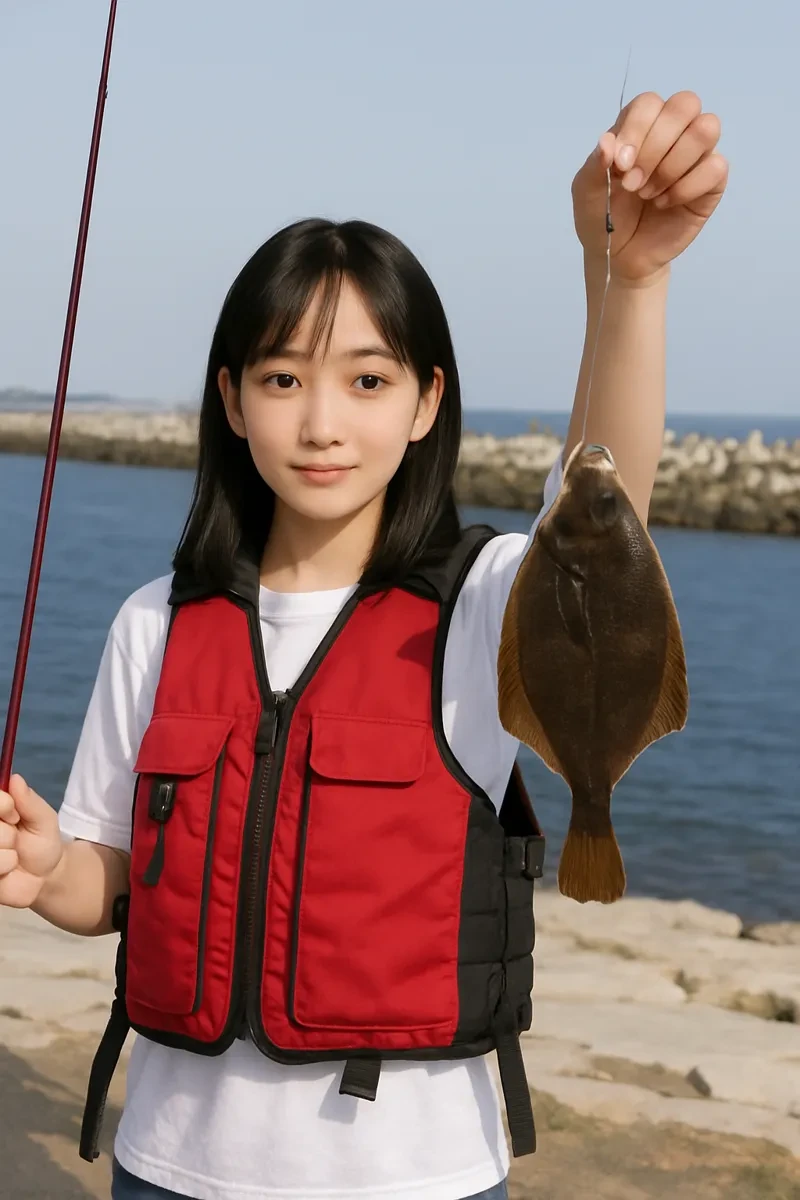月見ヶ丘海浜公園でカレイの釣果を得た国生.webp