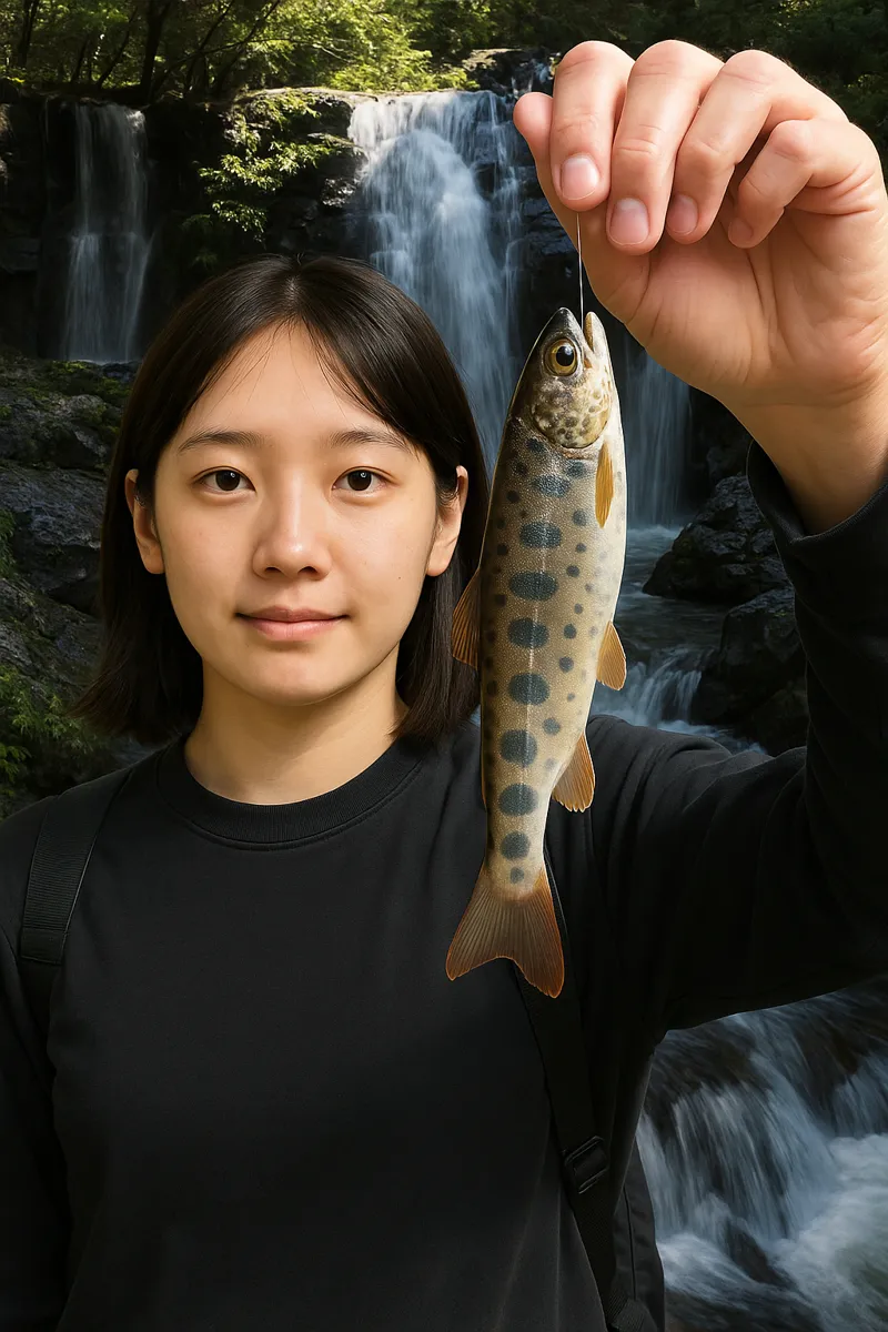 木郷滝自然つりセンターでヤマメの釣果を得た森永.webp