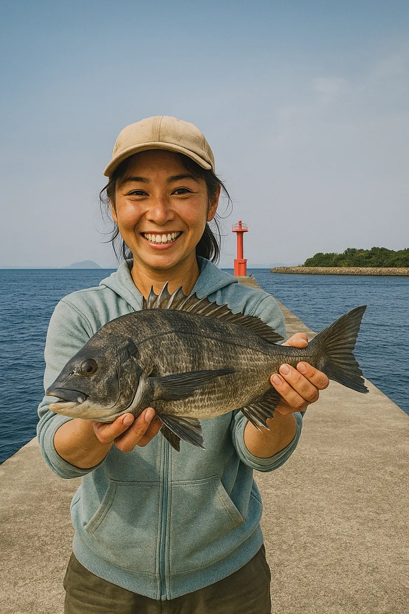 松前港でチヌの釣果を得た西岡.webp