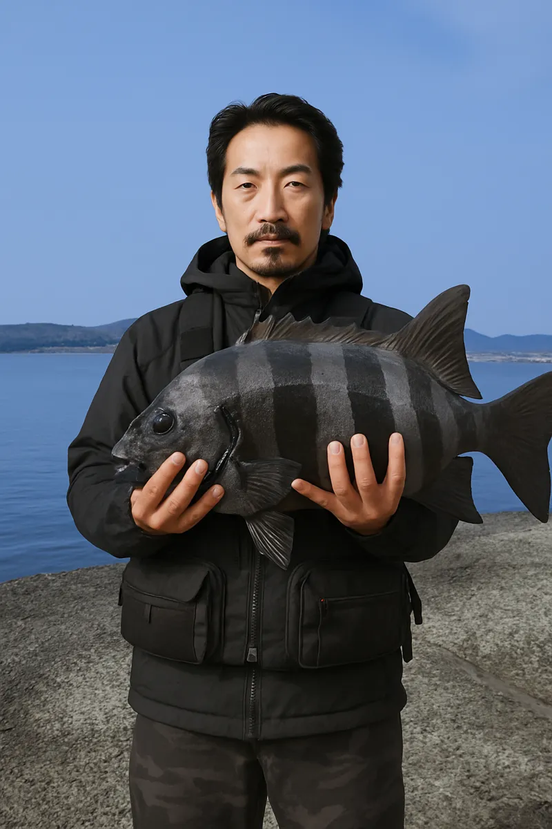 枕崎港でイシダイの釣果を得た佐々木.webp
