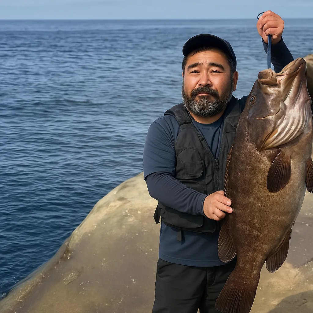 柏島でクエの釣果を得た楢崎.webp