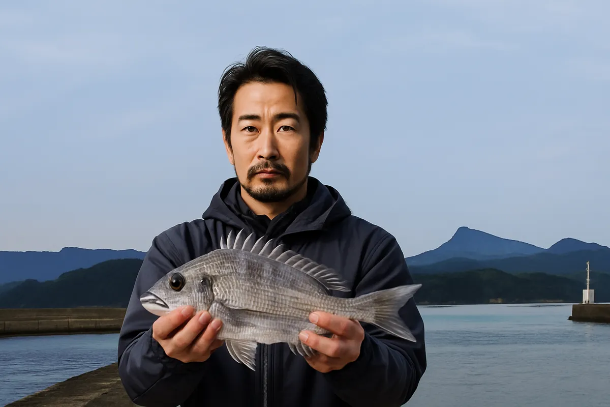 柳港でチヌの釣果を得た佐々木.webp