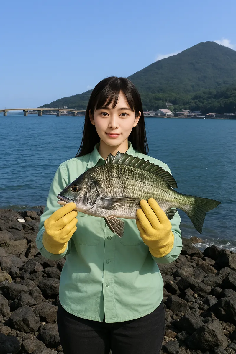 樋島でチヌの釣果を得た国生.webp