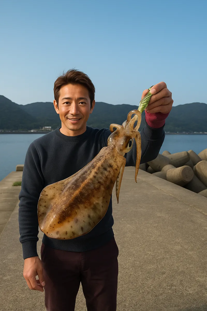 樺島でアオリイカの釣果を得た亀岡.webp