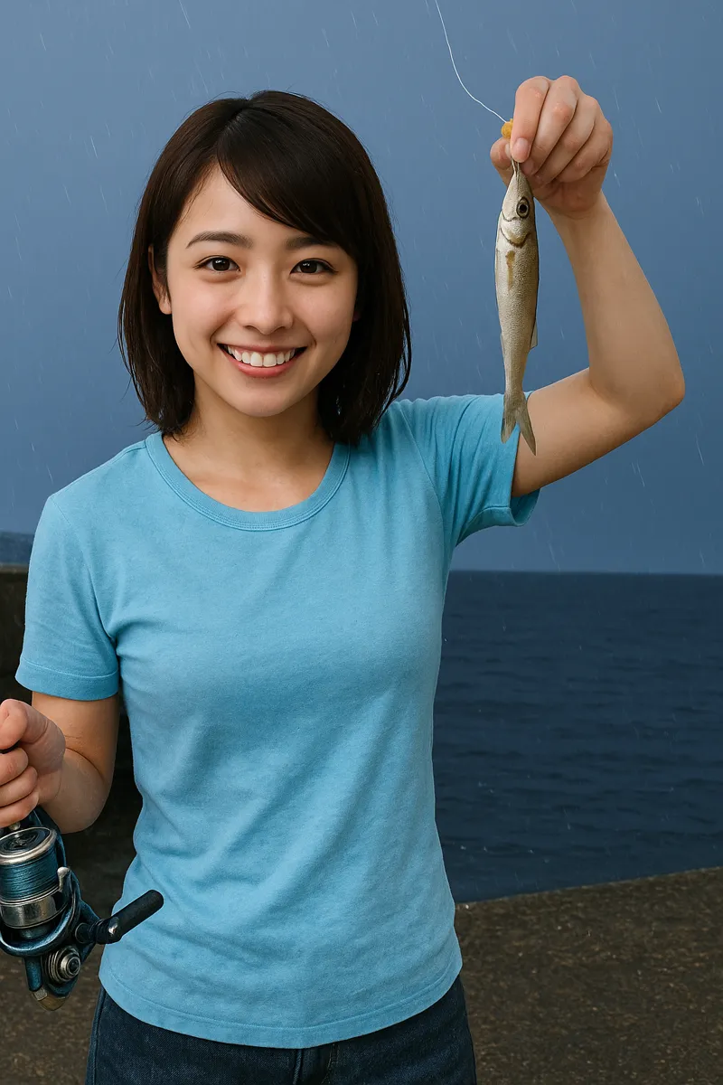 櫛生漁港でシロギスの釣果を得た西岡.webp
