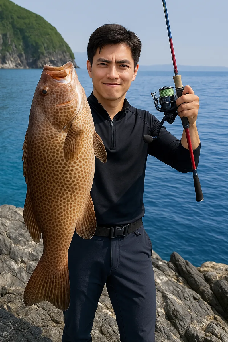 武者泊でオオモンハタの釣果を得た久良木.webp