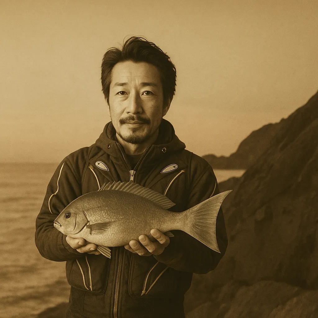 武者泊でオナガグレの釣果を得た佐々木.webp