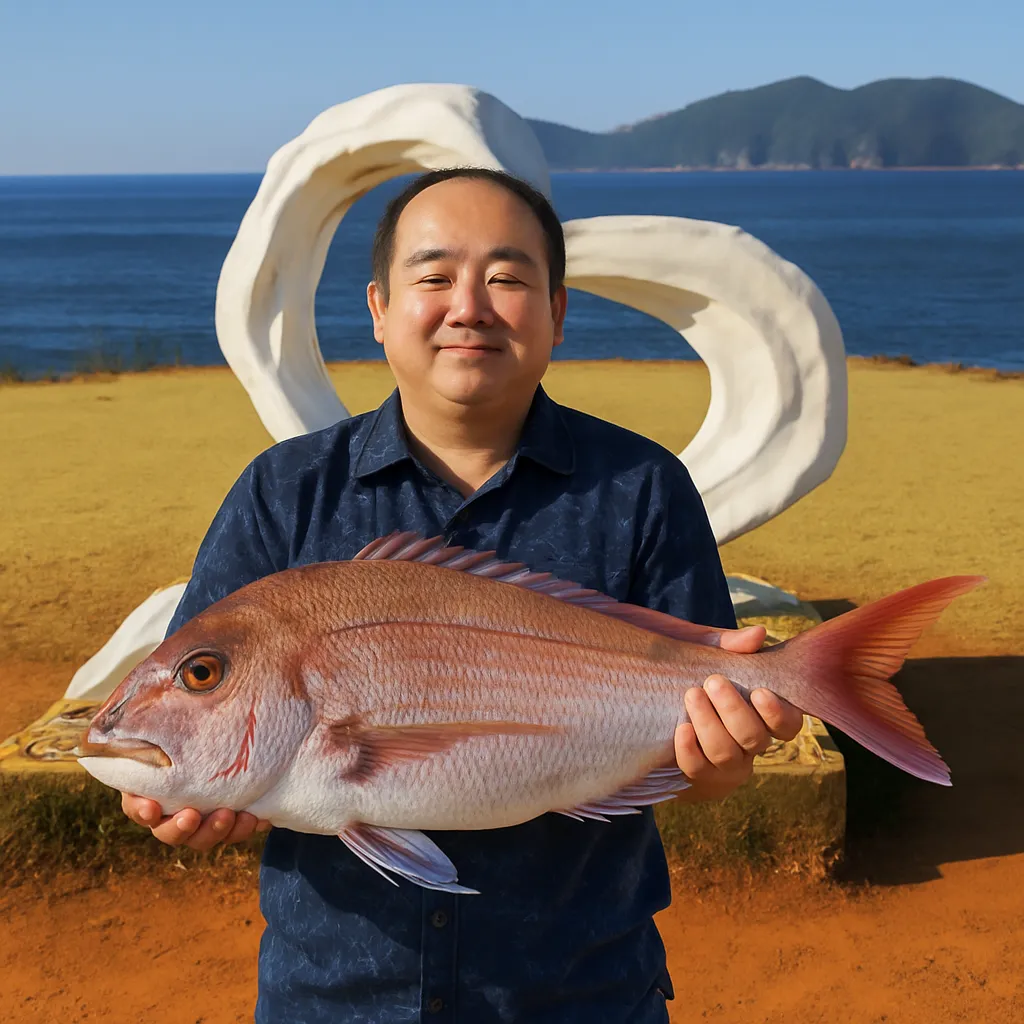 波戸岬でマダイの釣果を得た男性.webp
