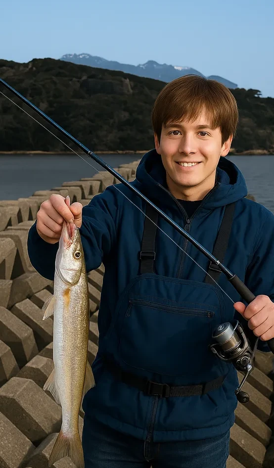 片浦漁港でカマスの釣果を得た久良木.webp