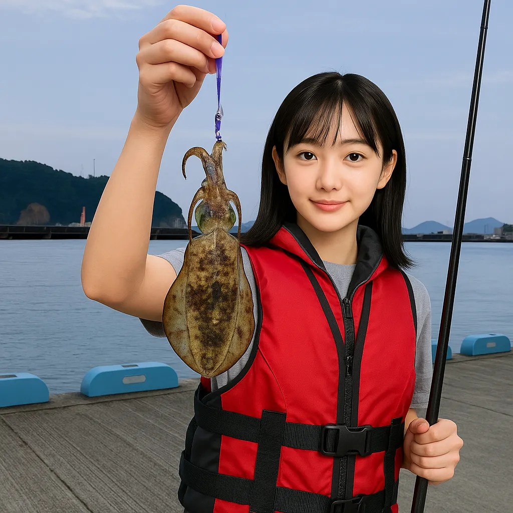 牟岐漁港でアオリイカの釣果を得た国生.webp