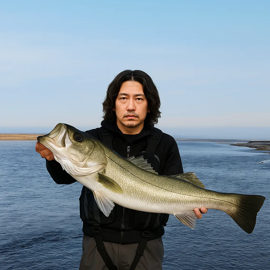 物部川でシーバスの釣果を得た岸本.webp