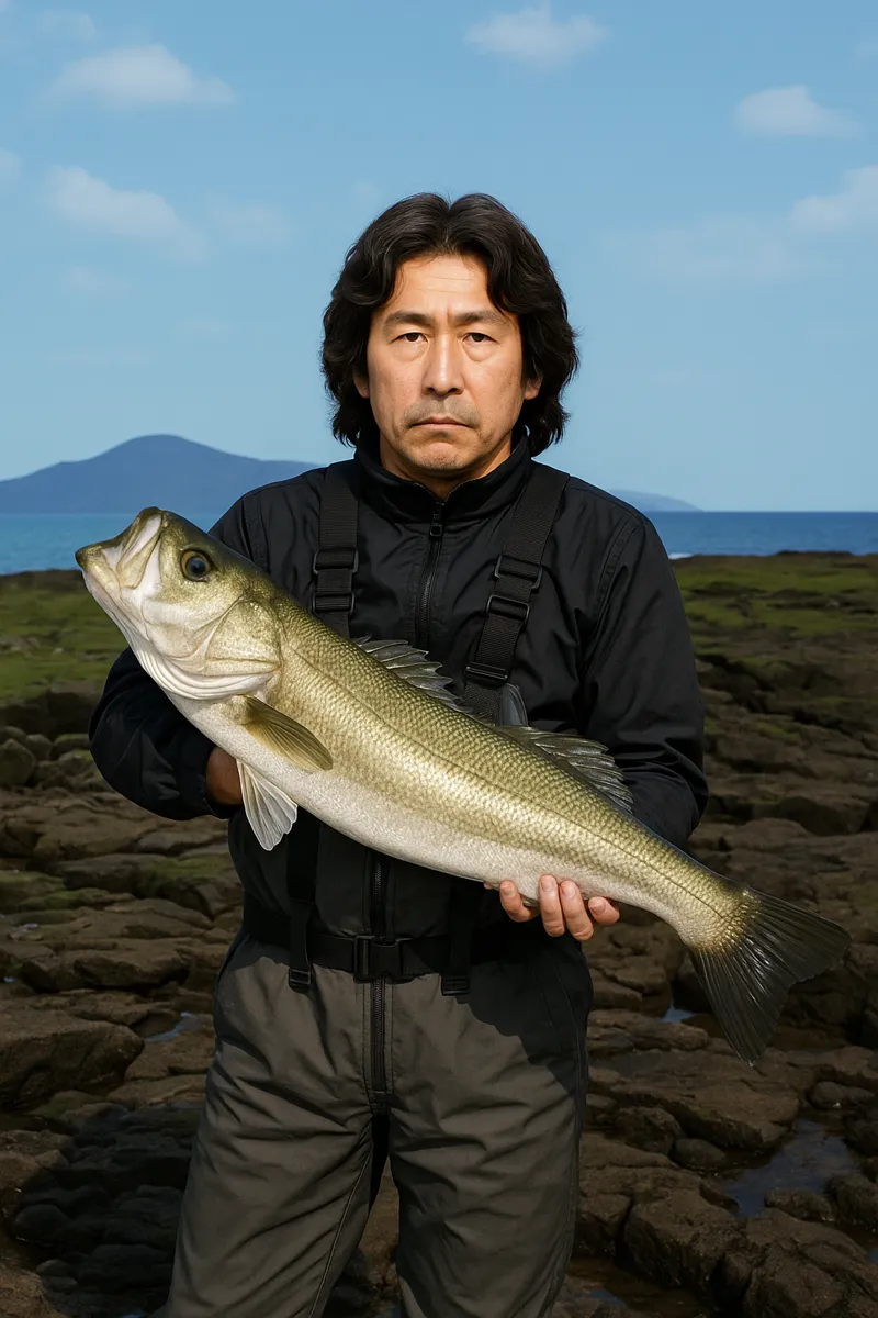 狩尾岬でシーバスの釣果を得た岸本.webp