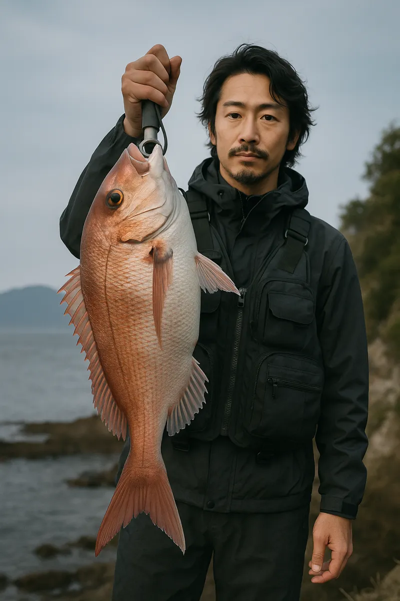 獅子島でマダイの釣果を得た佐々木.webp