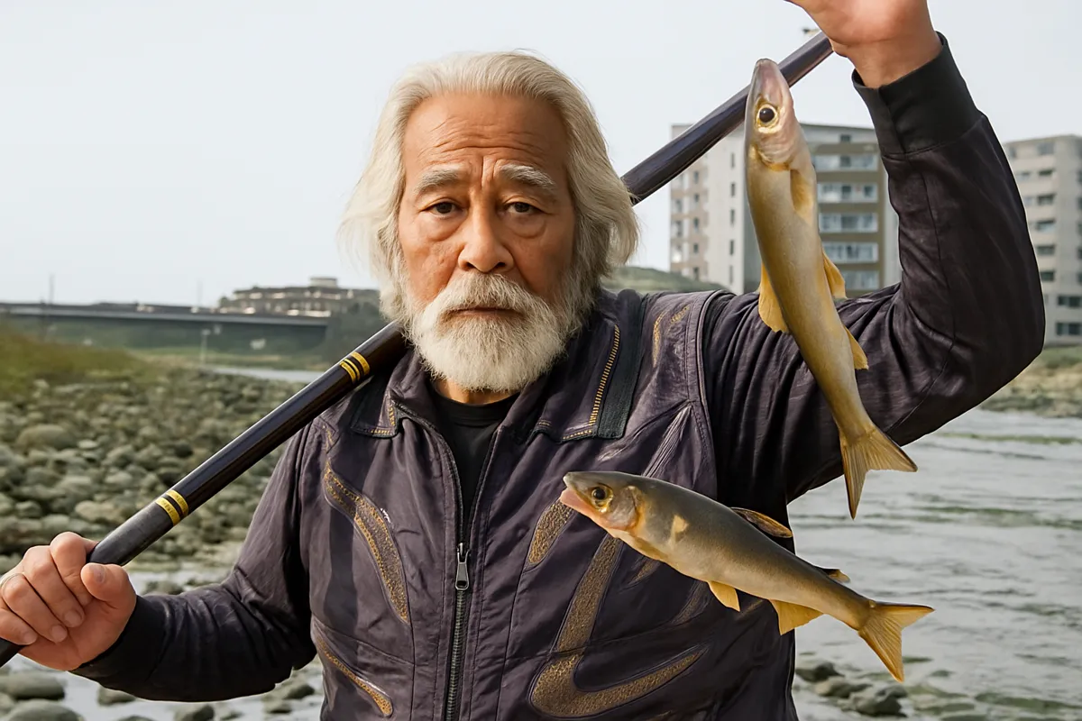 球磨川でアユの釣果を得た米田.webp