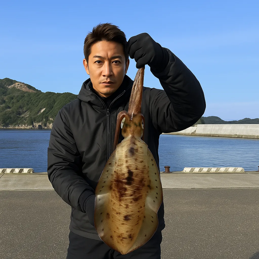 甑島でアオリイカの釣果を得た亀岡.webp