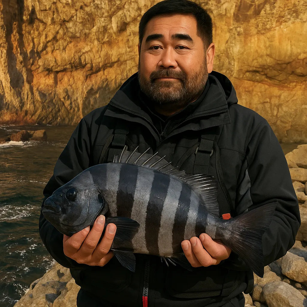 生月島でイシダイの釣果を得た楢崎.webp