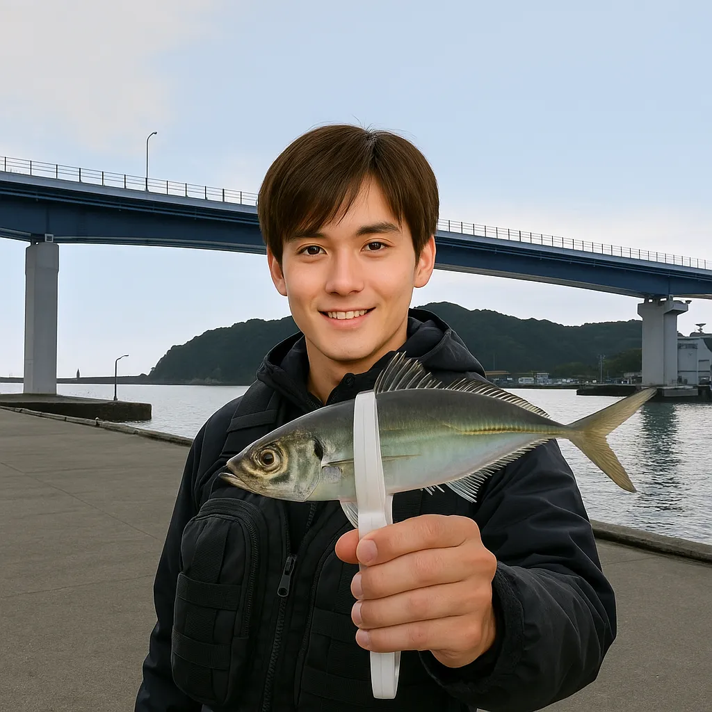 甲浦港でアジの釣果を得た久良木.webp