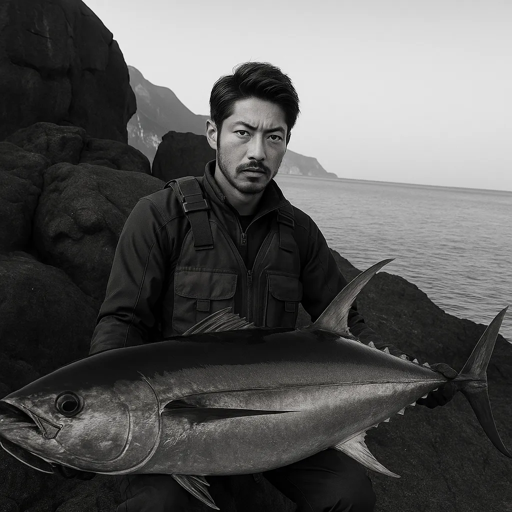男女群島鮫瀬でキハダマグロの釣果を得た広岡.webp