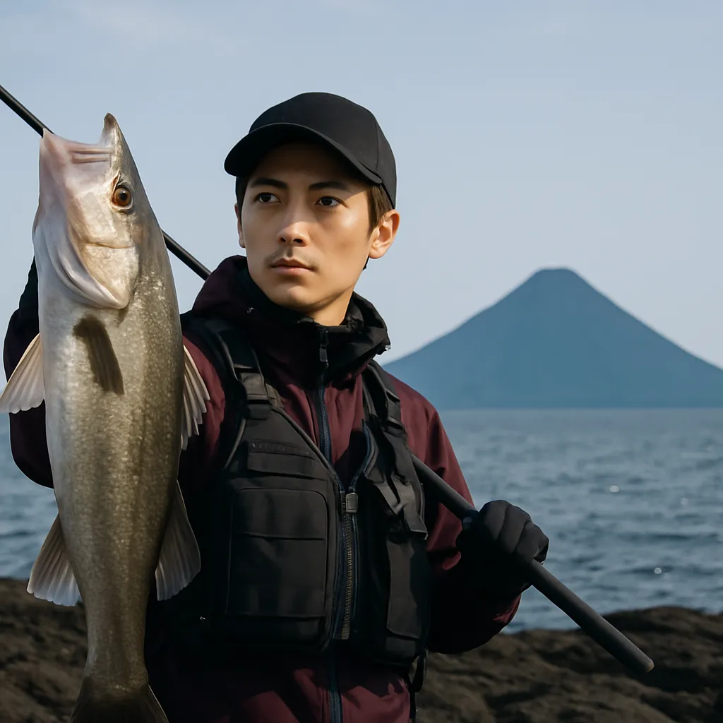 番所鼻でシーバスの釣果を得た男性.webp