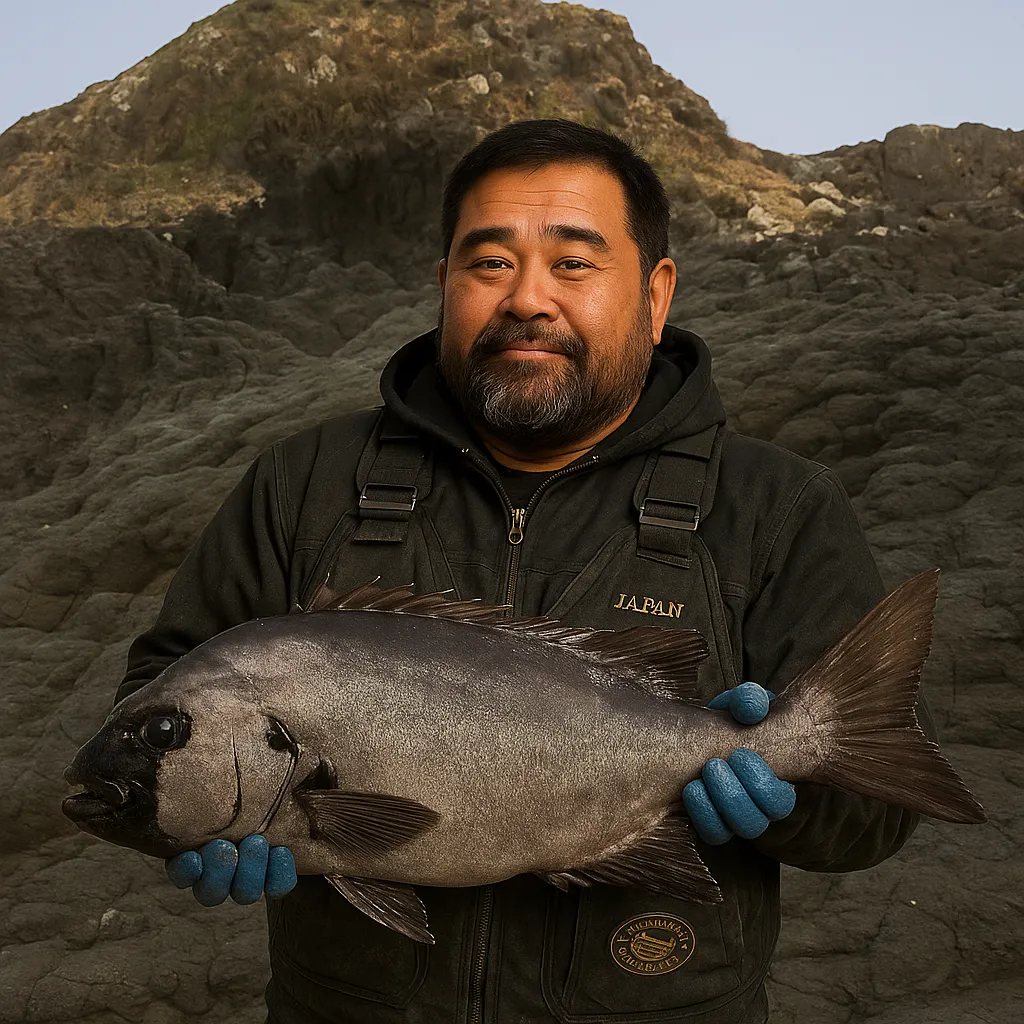 的山大島でイシダイの釣果を得た楢崎.webp