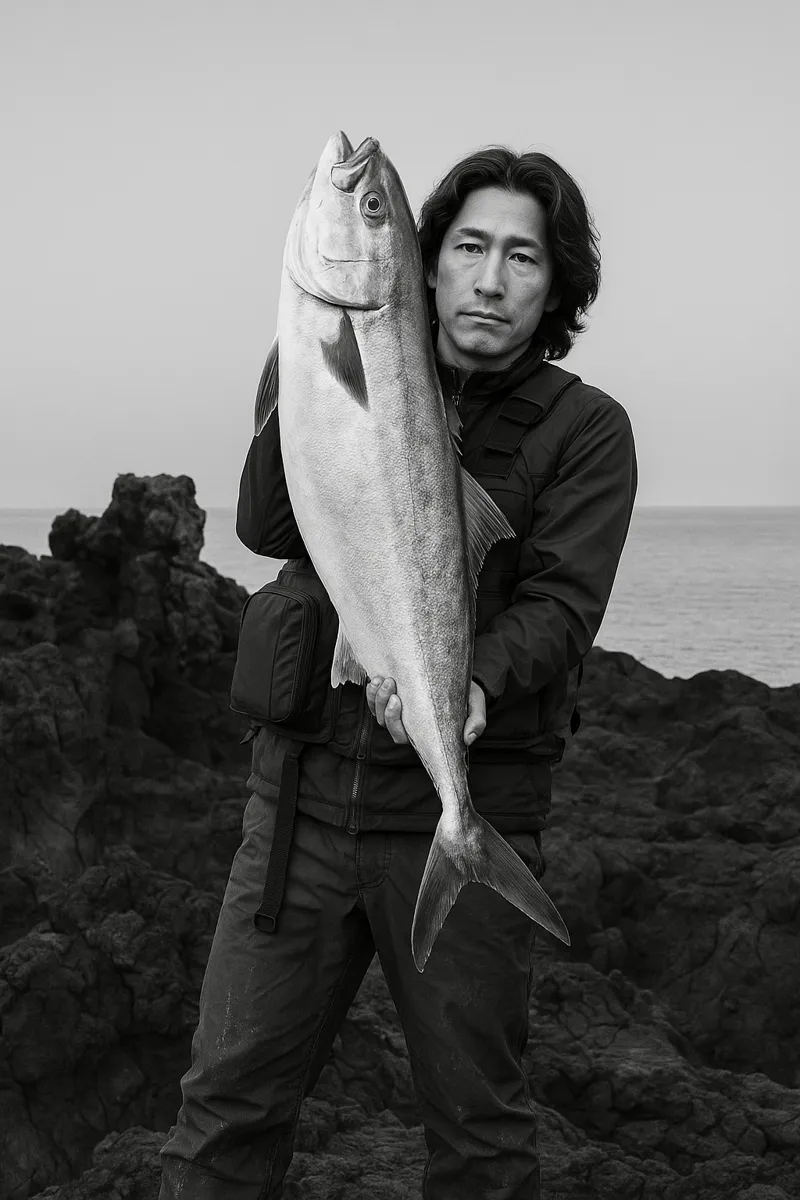 的山大島でヒラマサの釣果を得た岸本.webp
