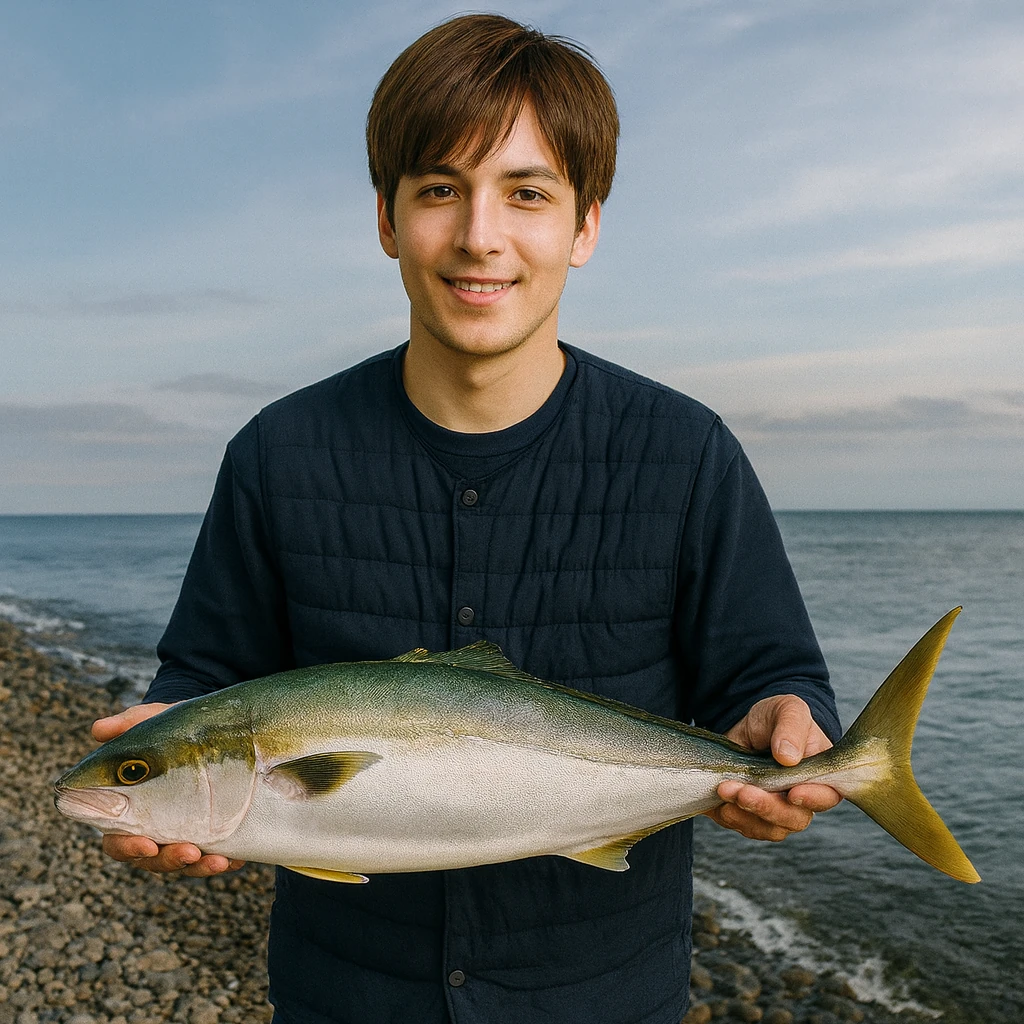 相島で青物の釣果を得た久良木.webp