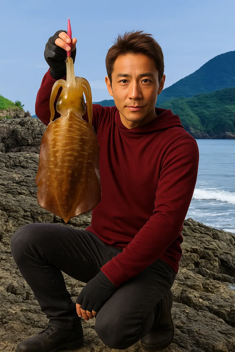 真立島でアオリイカの釣果を得た亀岡.webp