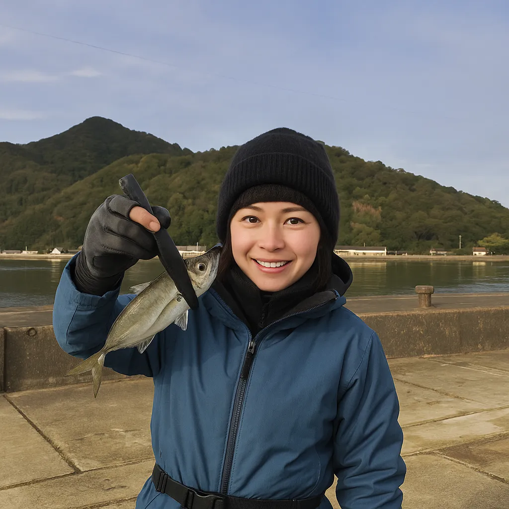 石応漁港でアジの釣果を得た西岡.webp