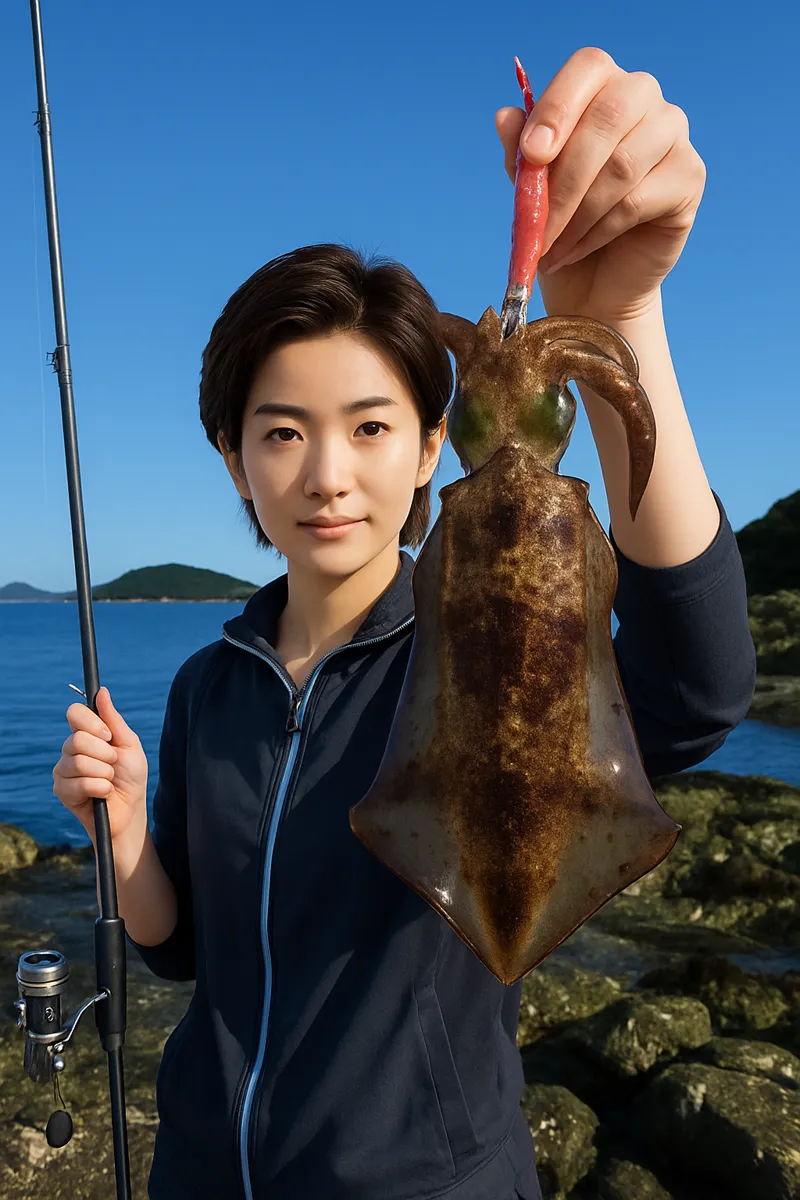 神崎鼻でアオリイカの釣果を得た佐伯.webp
