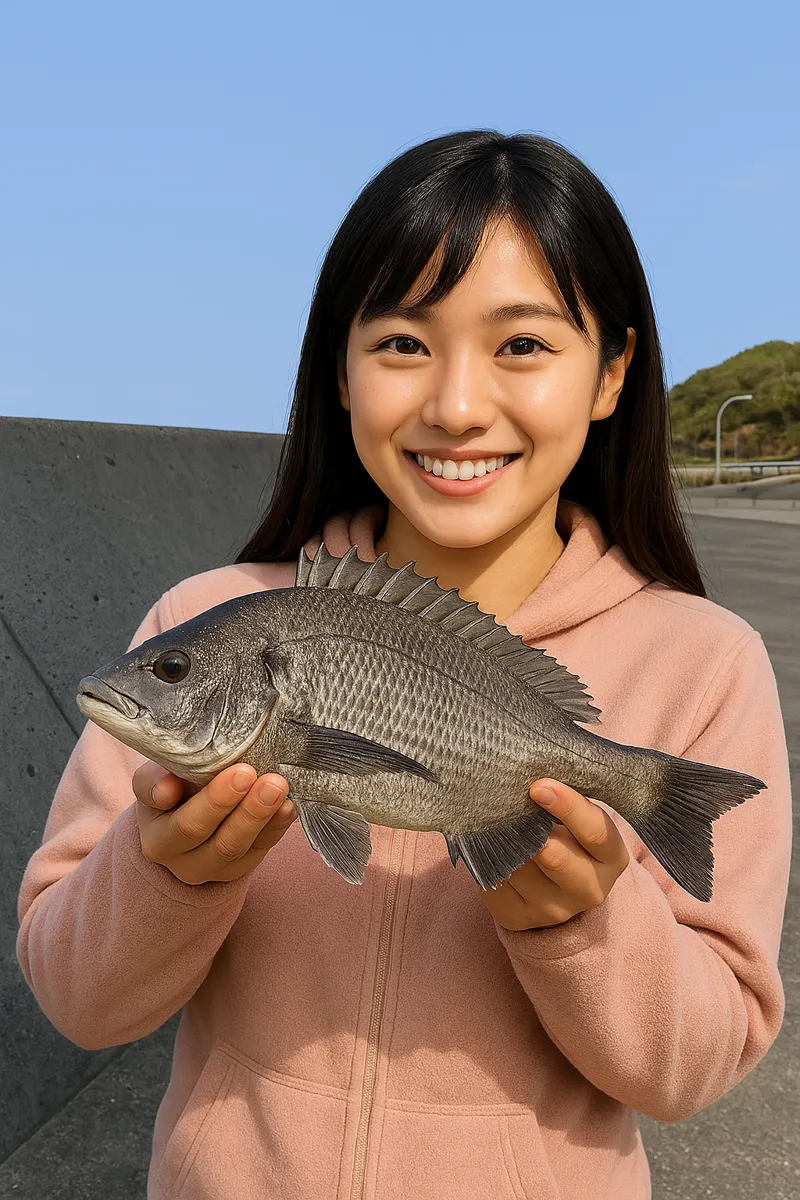 福ノ浦漁港でチヌの釣果を得た黒川.webp