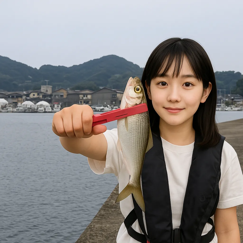 福吉漁港でコノシロの釣果を得た国生.webp