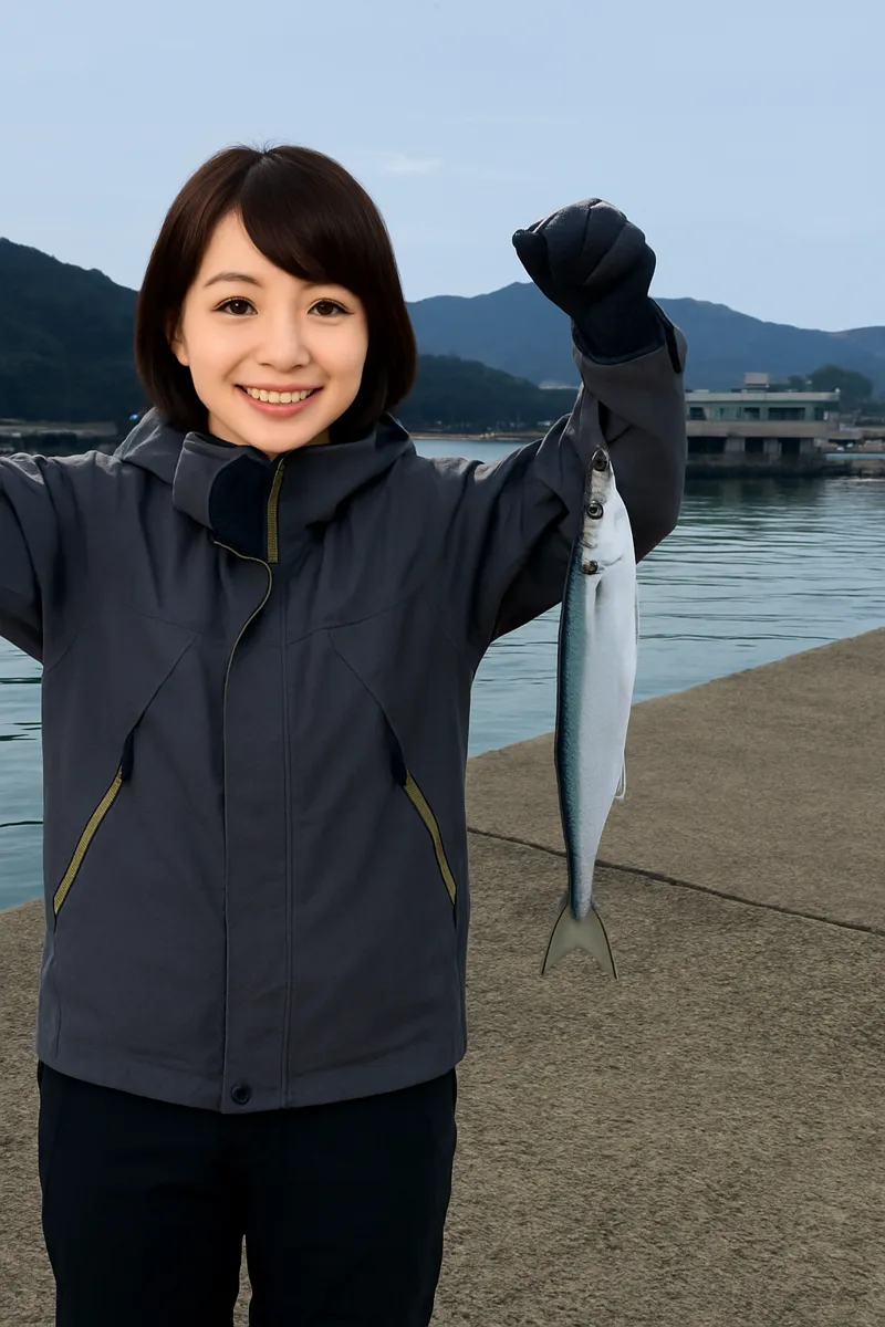 福吉漁港でサバの釣果を得た西岡.webp