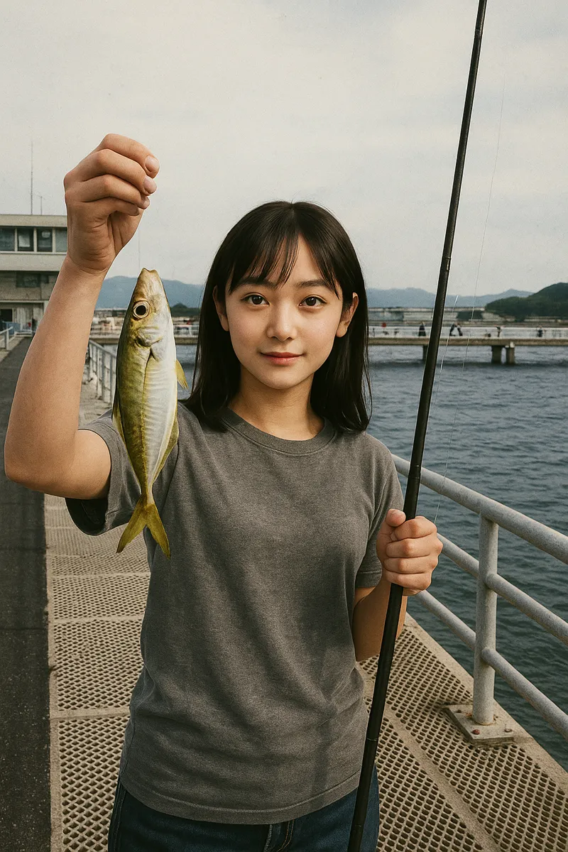福岡市海釣り公園でアジの釣果を得た国生.webp