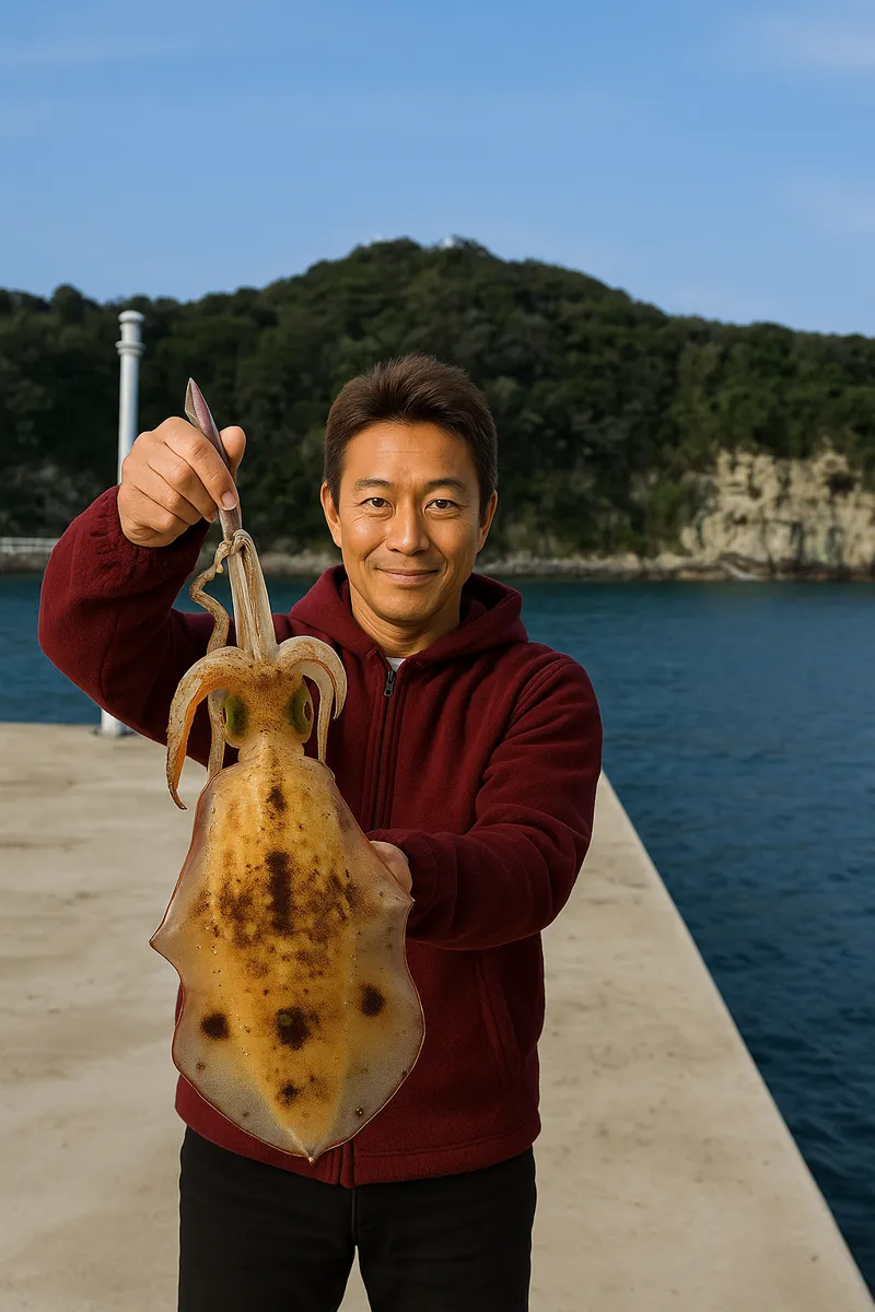 福江島でアオリイカの釣果を得た亀岡.webp
