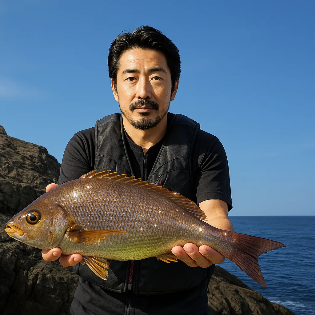 福江島でイサキの釣果を得た佐々木.webp