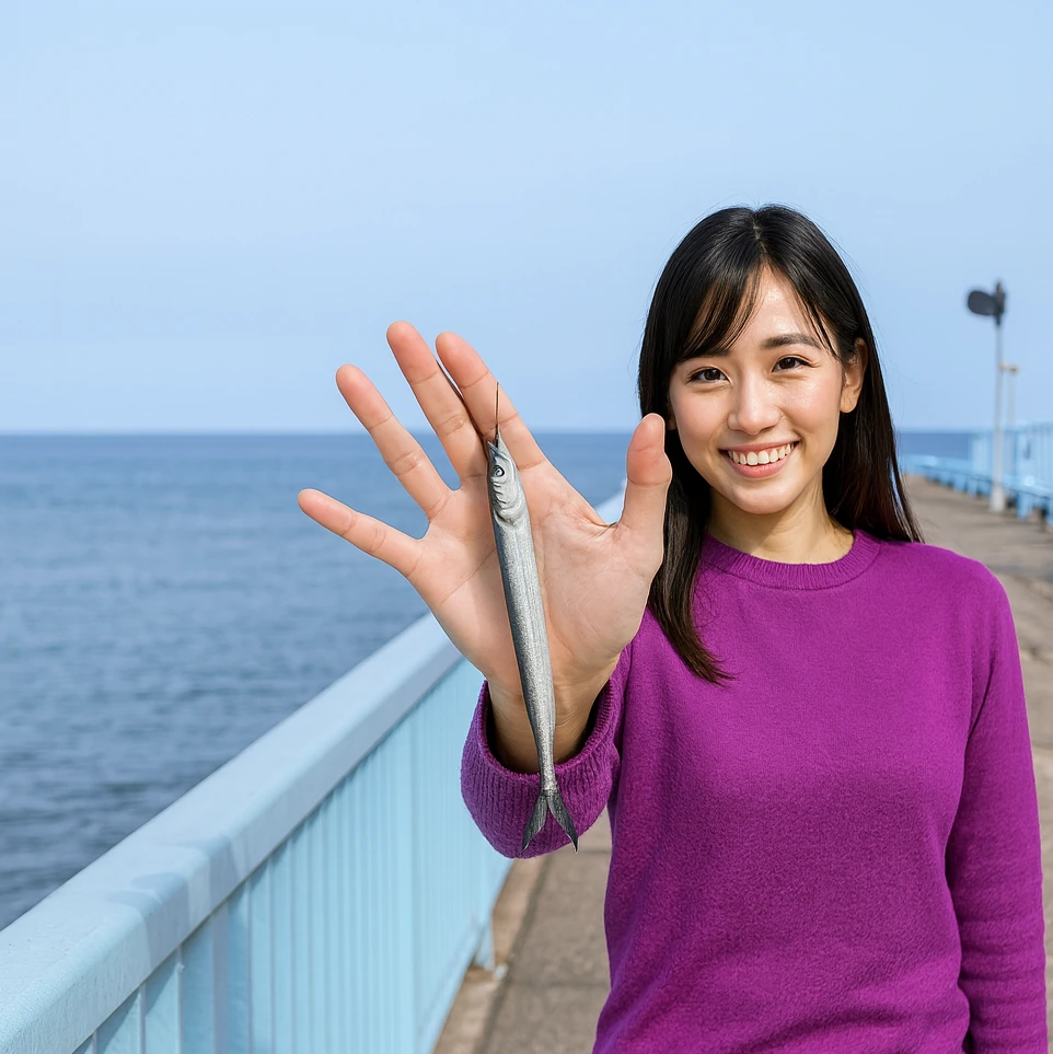 福間漁港でサヨリの釣果を得た黒川.webp