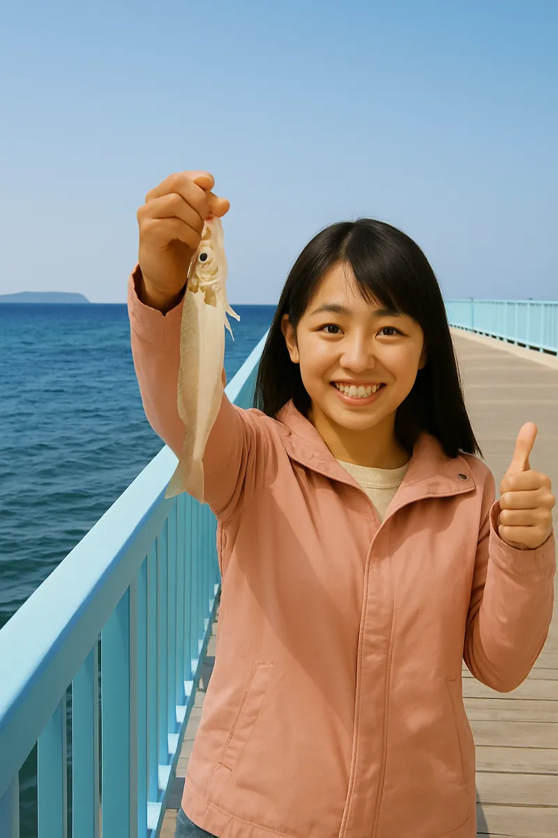 福間漁港でシロギスの釣果を得た黒川.webp