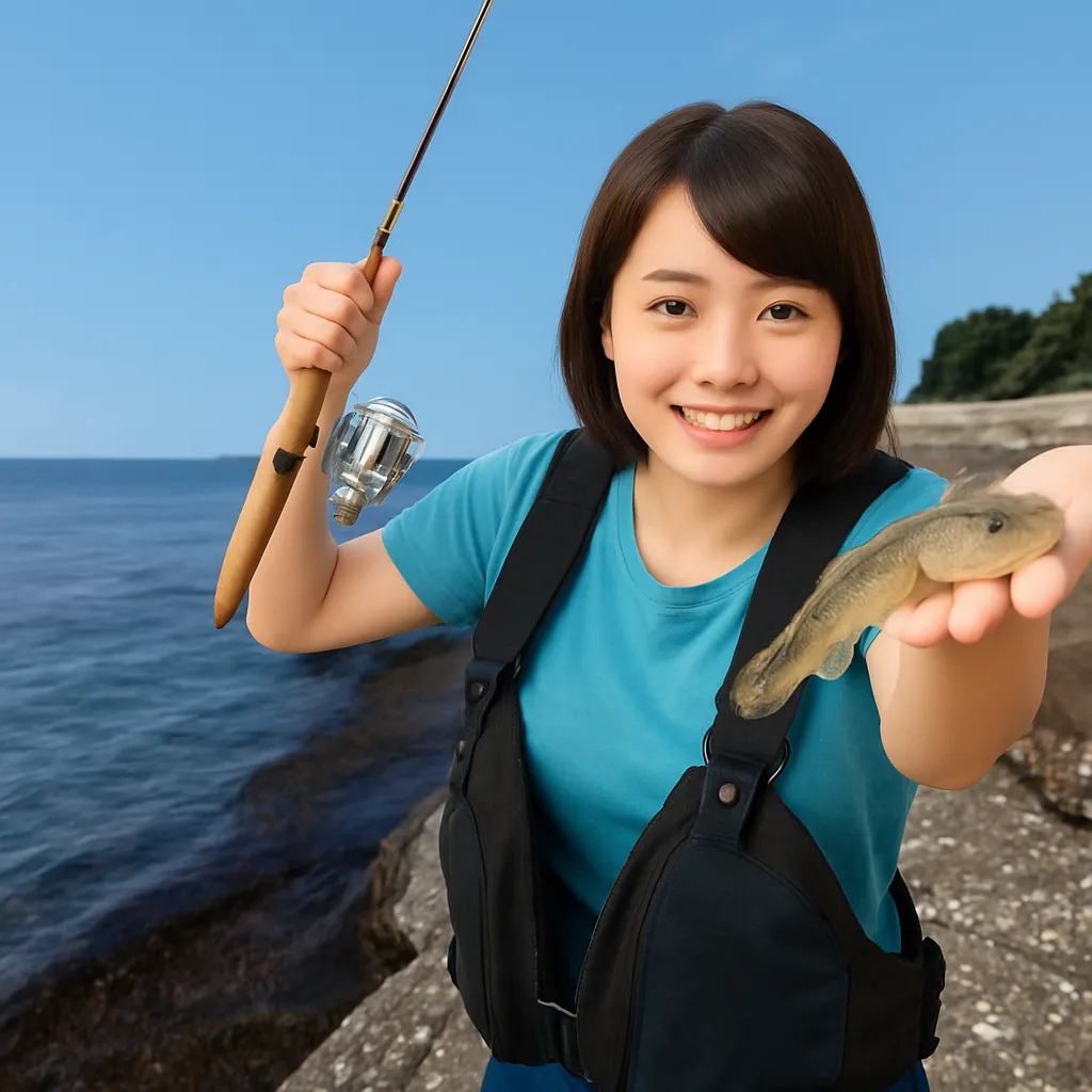 福間漁港でハゼの釣果を得た西岡.webp