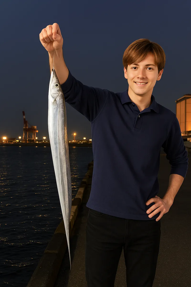 箱崎埠頭でタチウオの釣果を得た久良木.webp