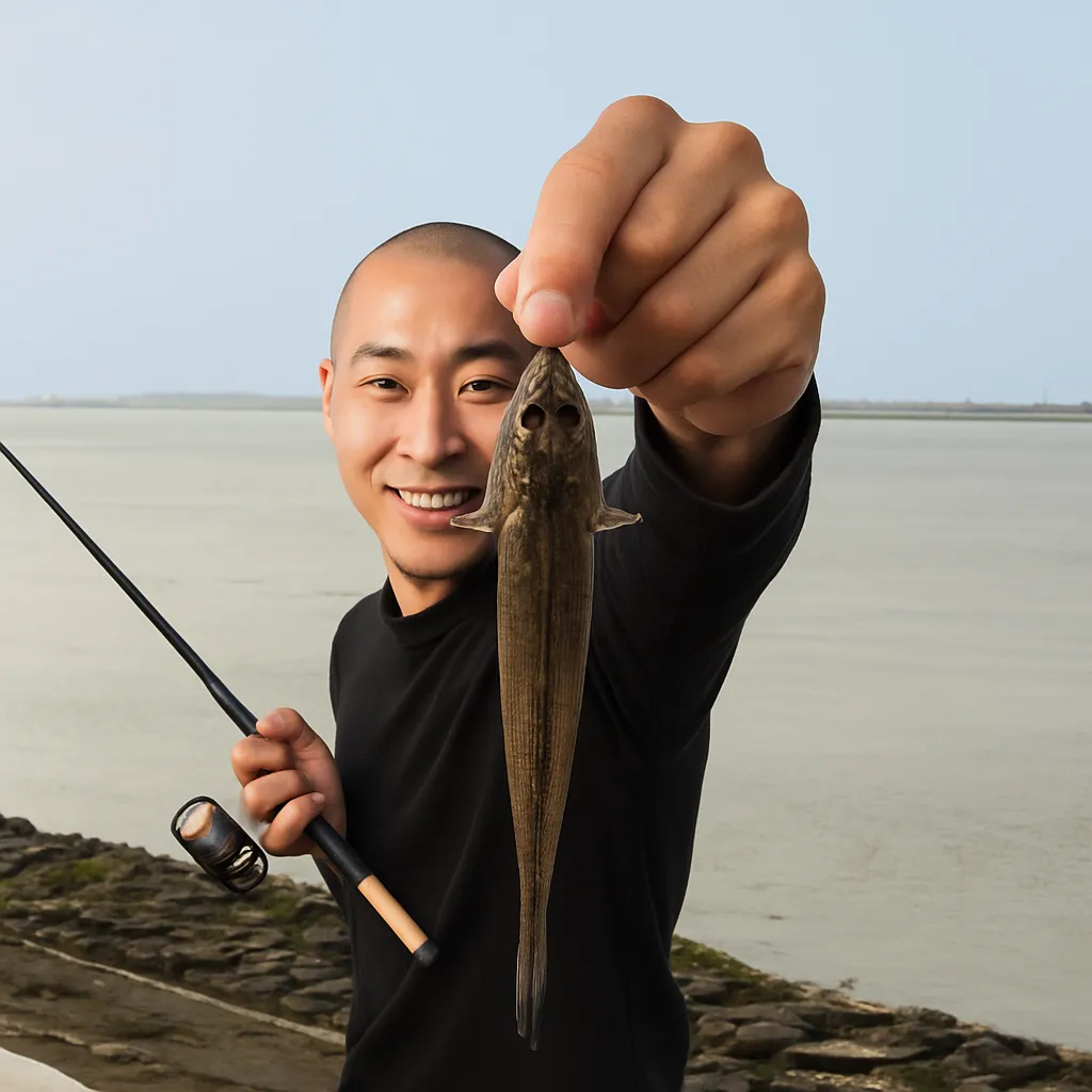 緑川河口.でハゼの釣果を得たがんだま君.webp