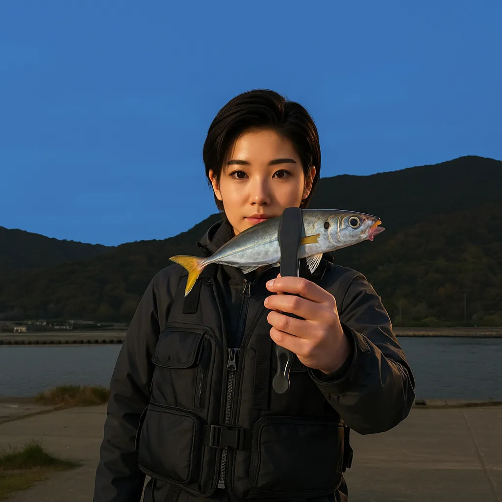 脇岬港でアジの釣果を得た佐伯.webp