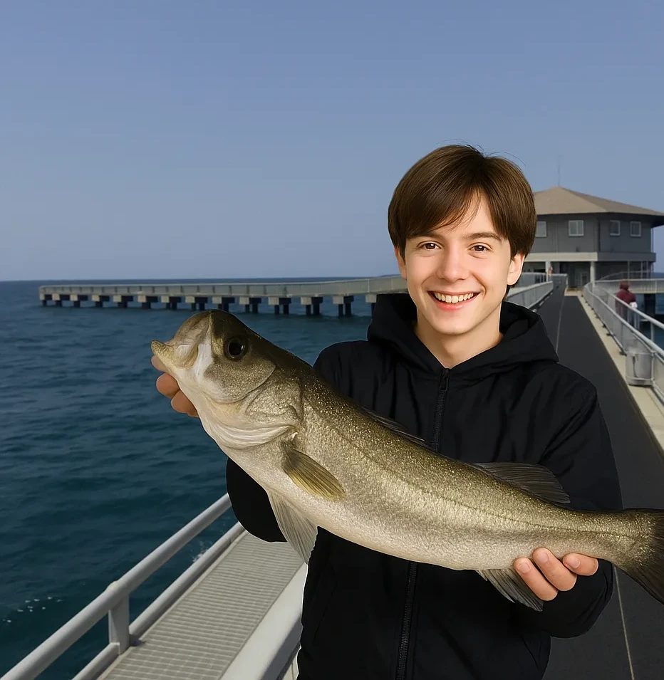 脇田海釣り桟橋でシーバスの釣果を得た久良木.webp